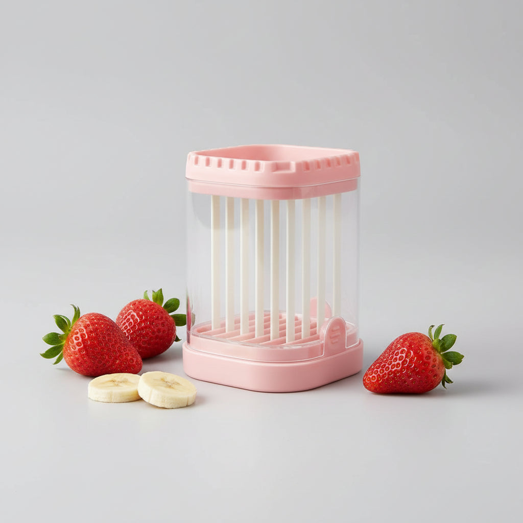 Cortador Frutas Acero Inoxidable 8 Cuchillas Rebanador Fresas