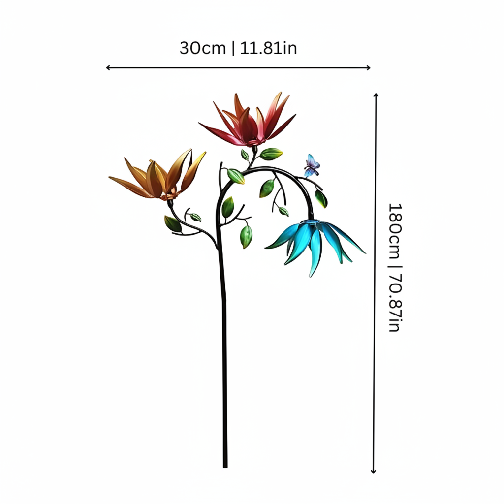 Móvil de viento exterior colorido con diseño de mariposa giratoria para jardín
