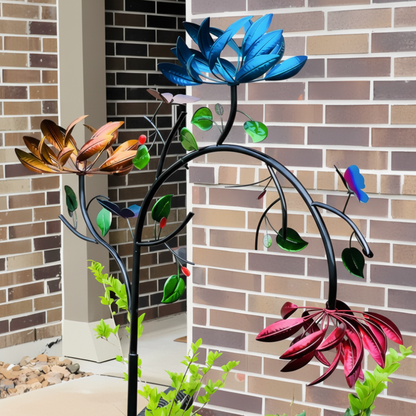 Móvil de viento exterior colorido con diseño de mariposa giratoria para jardín