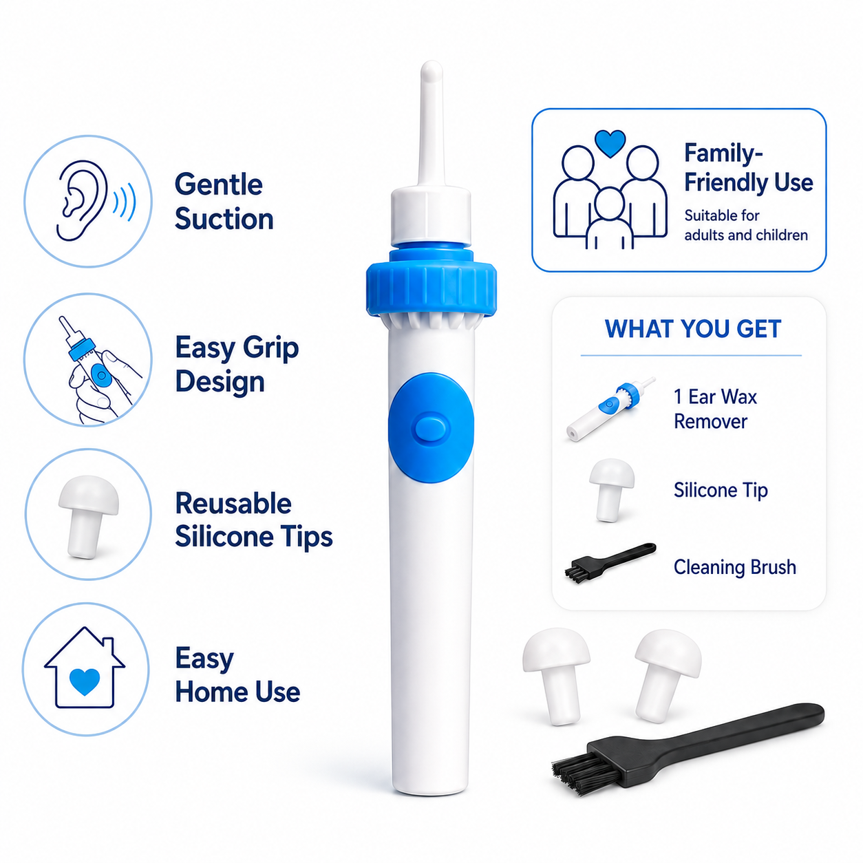 Gentle Ear Wax Remover Ergonomic Cleaner Easy Grip