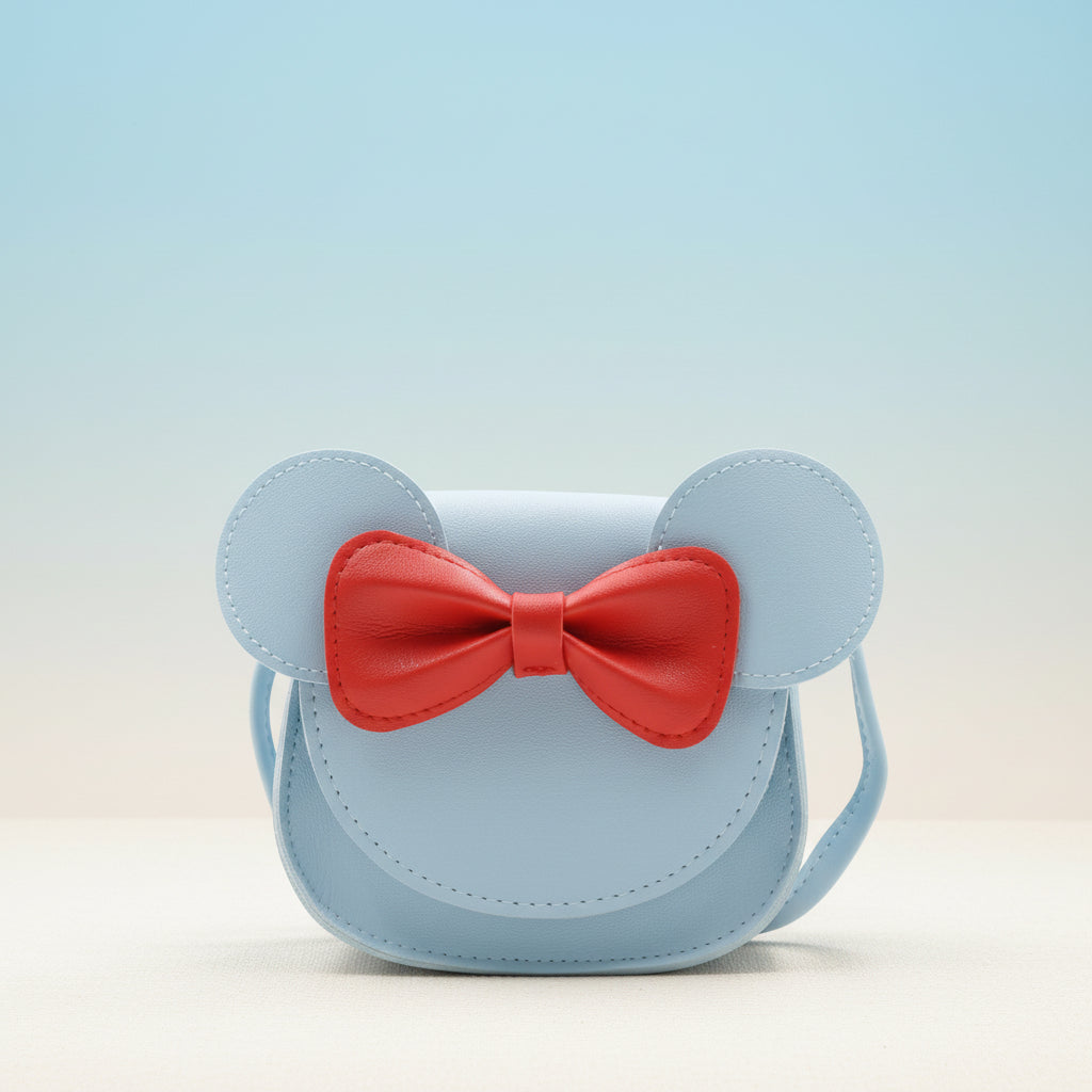 Borsetta da ragazza con topolino carino a tracolla con fiocco in pelle sintetica mini borsa a mano