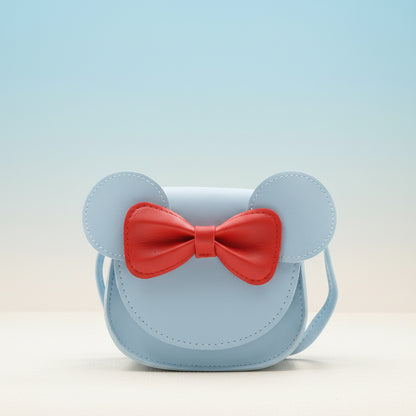 Borsetta da ragazza con topolino carino a tracolla con fiocco in pelle sintetica mini borsa a mano