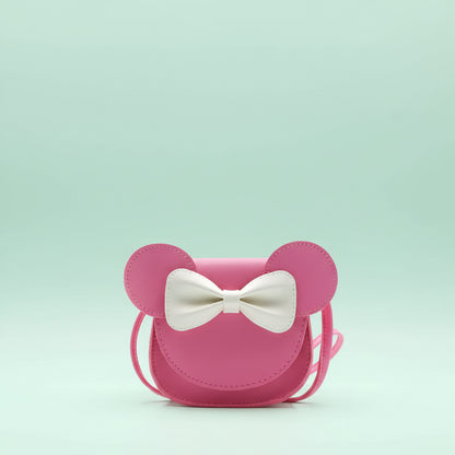 Borsetta da ragazza con topolino carino a tracolla con fiocco in pelle sintetica mini borsa a mano
