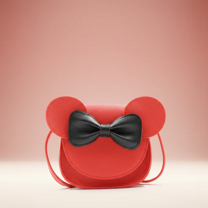 Borsetta da ragazza con topolino carino a tracolla con fiocco in pelle sintetica mini borsa a mano