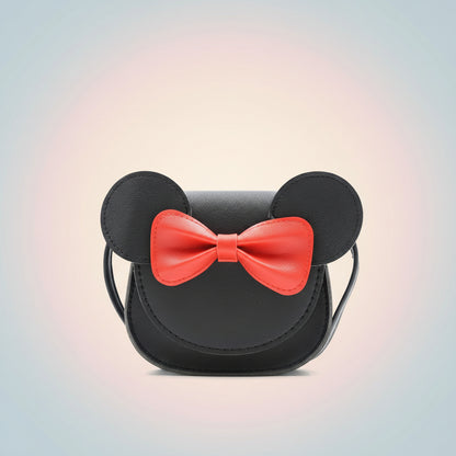 Borsetta da ragazza con topolino carino a tracolla con fiocco in pelle sintetica mini borsa a mano