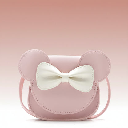 Borsetta da ragazza con topolino carino a tracolla con fiocco in pelle sintetica mini borsa a mano