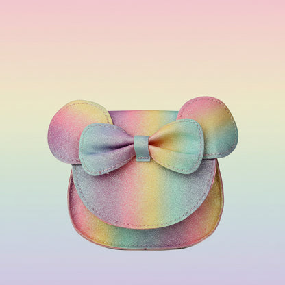 Borsetta da ragazza con topolino carino a tracolla con fiocco in pelle sintetica mini borsa a mano