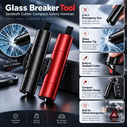 Glasbrecher, Sicherheitsgurt-Schneider, kompakter Nothammer