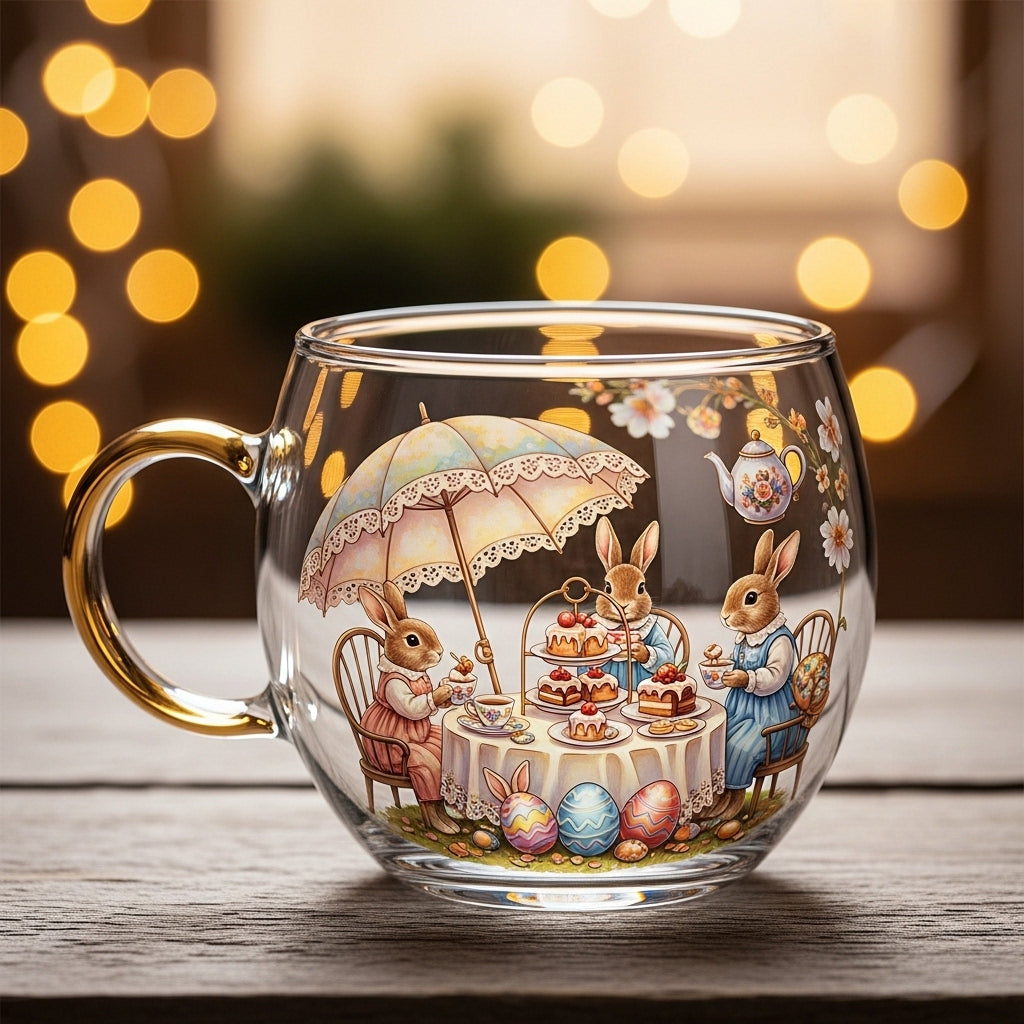 Tazza di Vetro Natalizia Motivi Invernali Tazza Festiva per Bevande Calde