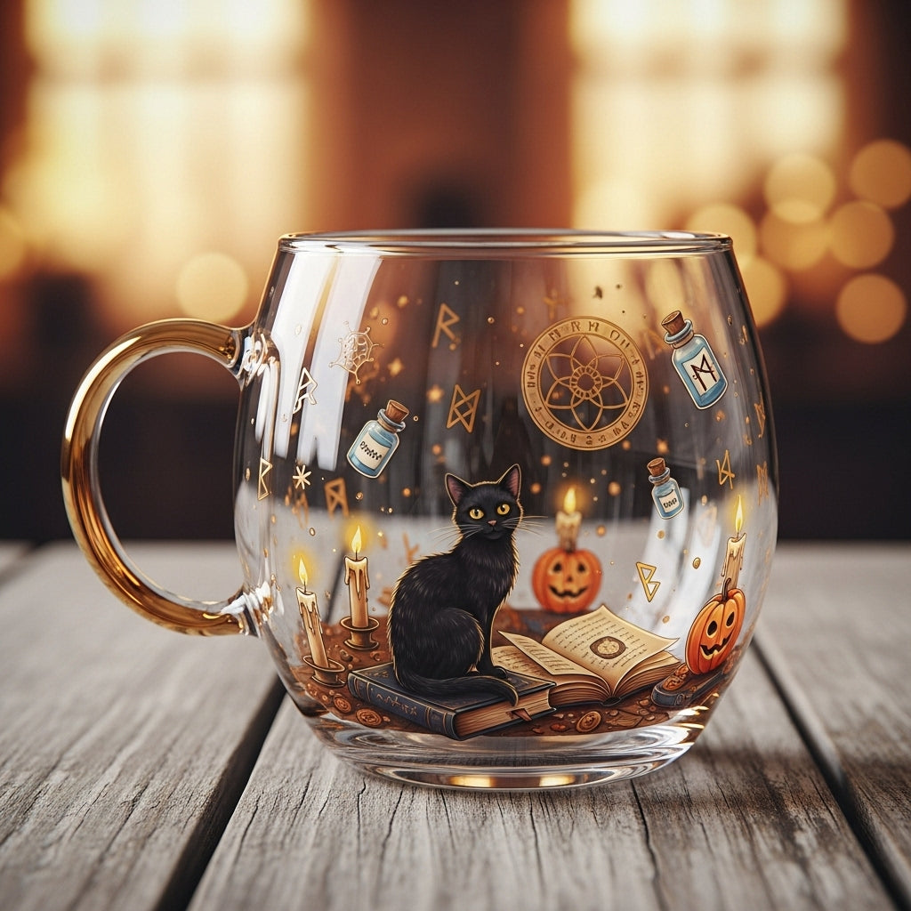 Tazza di Vetro Natalizia Motivi Invernali Tazza Festiva per Bevande Calde