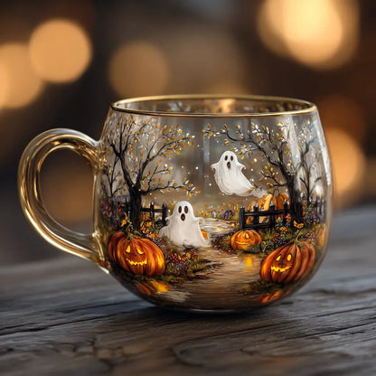 Tazza di Vetro Natalizia Motivi Invernali Tazza Festiva per Bevande Calde