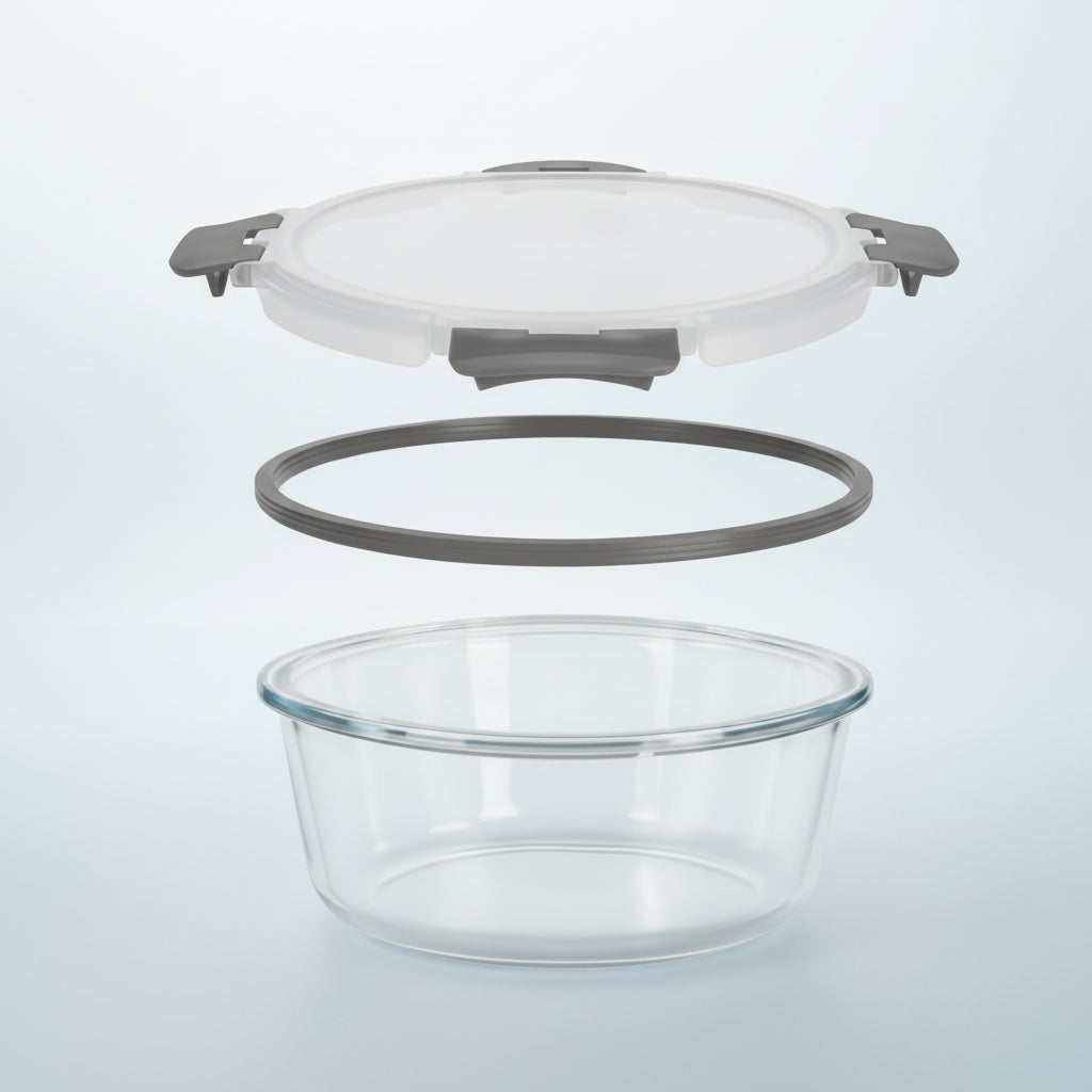 Juego de recipientes de vidrio para alimentos herméticos de borosilicato para preparación de comidas
