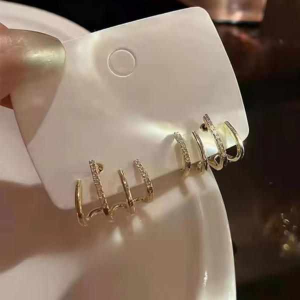Øreringe Mors Dag Gave Guld Hoop Lagdelt Minimalistisk Smykker