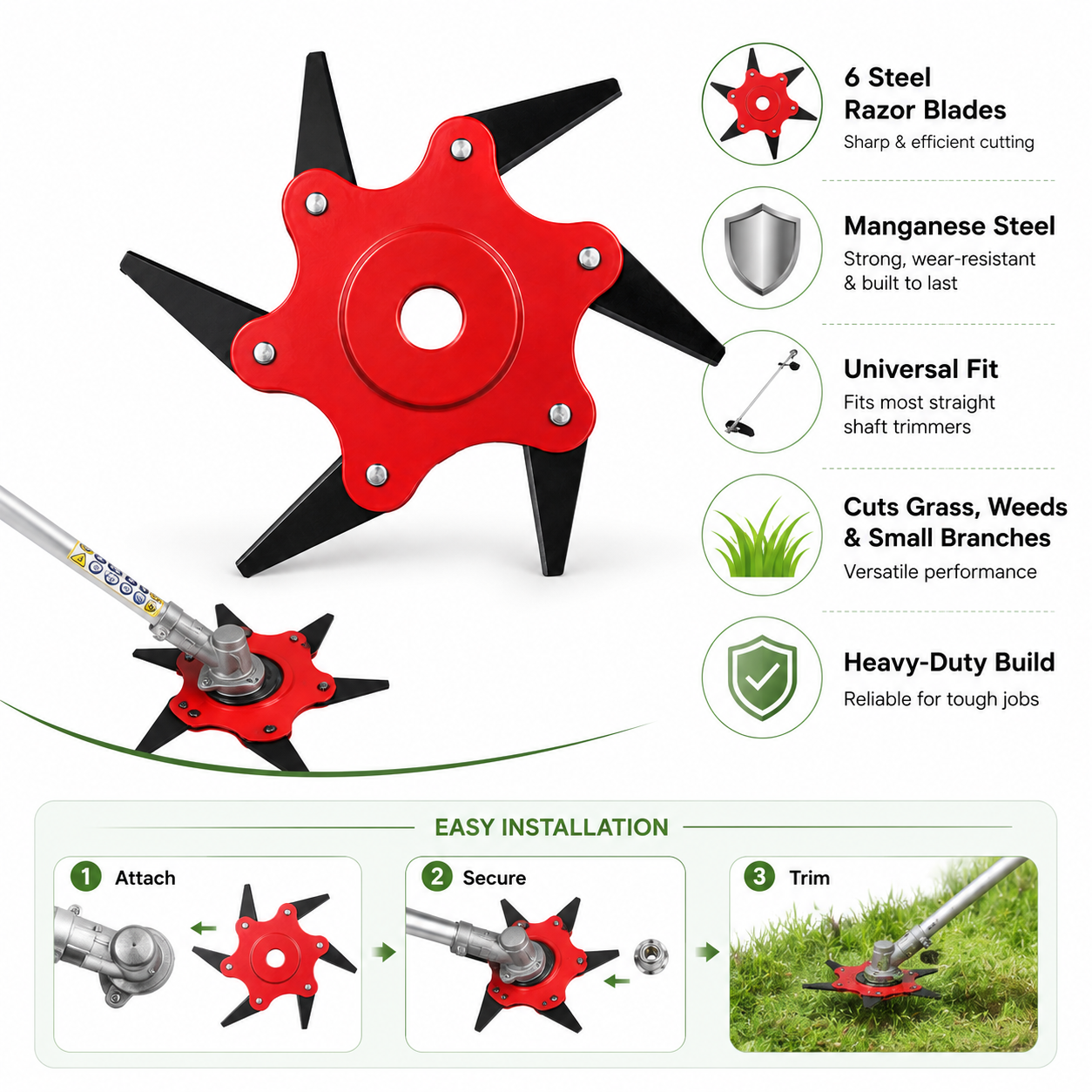 Grass Trimmer Head Universal Steel Razor Lawn Tool