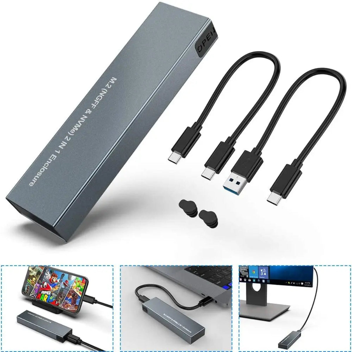 כונן קשיח חיצוני נייד SSD מארז USB C NVMe SATA