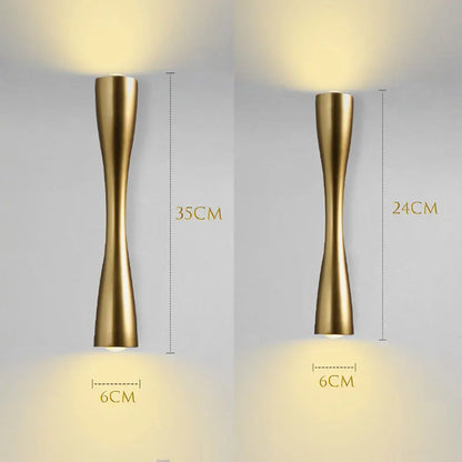 Lampada da parete moderna in oro | Lampada nordica impermeabile con luce verso l'alto e verso il basso