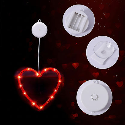 Luces LED Corazón Ventana Ventosa Decoración Romántica a Pilas