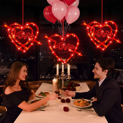 Luces LED Corazón Ventana Ventosa Decoración Romántica a Pilas