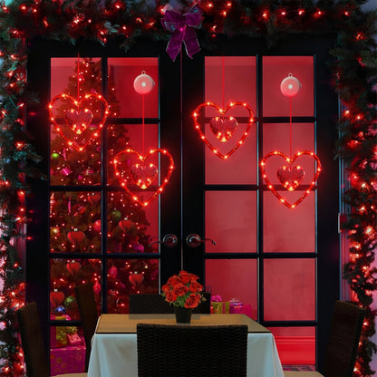 Luces LED Corazón Ventana Ventosa Decoración Romántica a Pilas