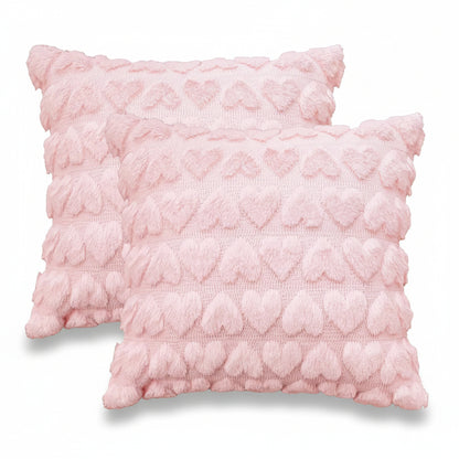 Fundas de Almohada con Diseño de Corazones Rosadas de Poliéster para San Valentín