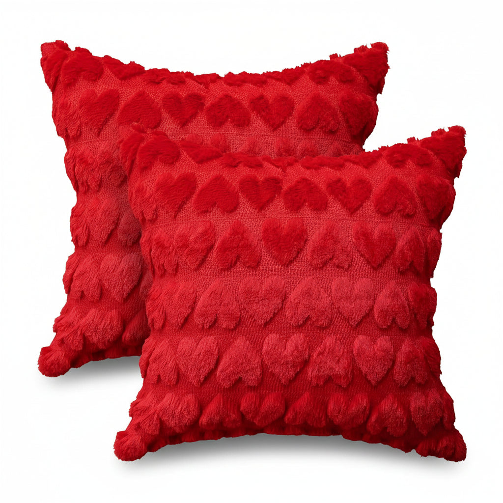 Fundas de Almohada con Diseño de Corazones Rosadas de Poliéster para San Valentín