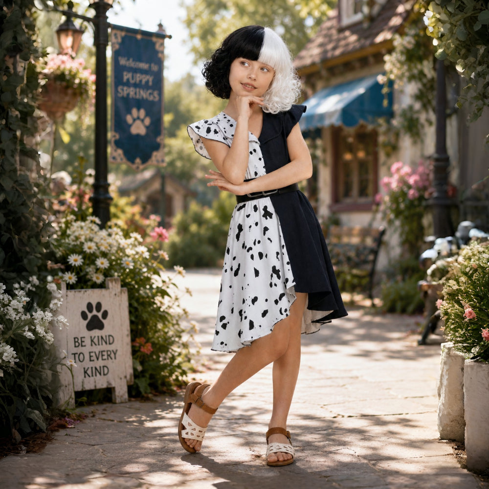 Costume di Halloween Vestito Dalmata Mantello Outfit Cosplay