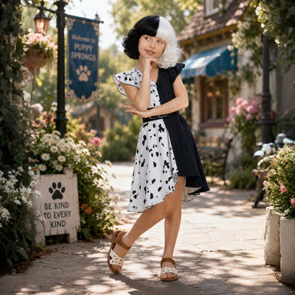 Costume di Halloween Vestito Dalmata Mantello Outfit Cosplay