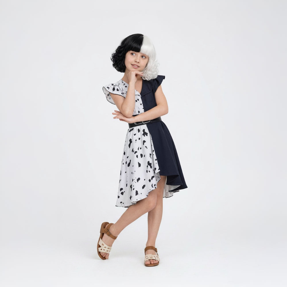 Costume di Halloween Vestito Dalmata Mantello Outfit Cosplay