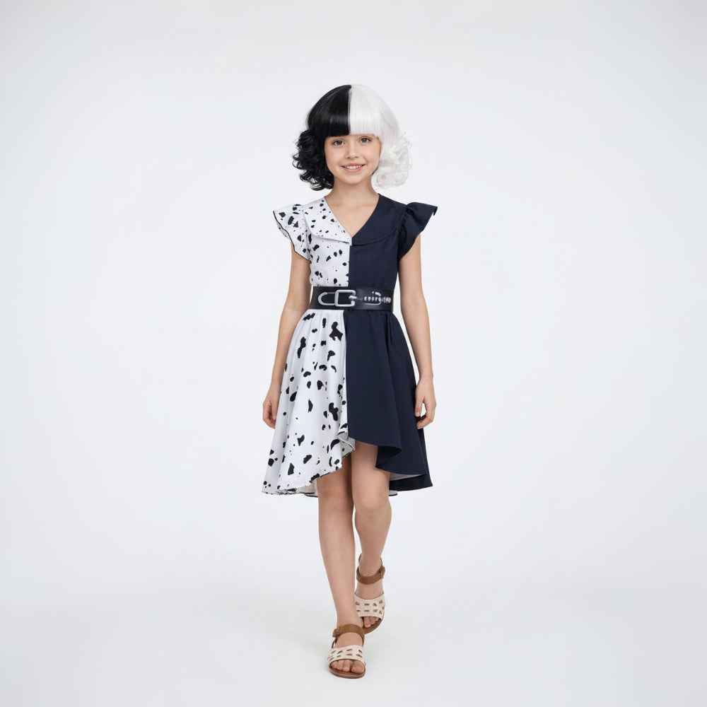 Costume di Halloween Vestito Dalmata Mantello Outfit Cosplay