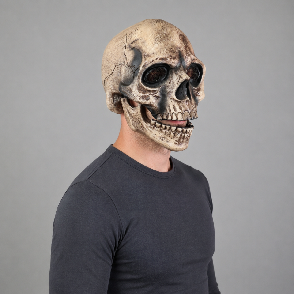 Máscara de Fantasia de Halloween Crânio com Mandíbula Móvel Acessório para Cosplay