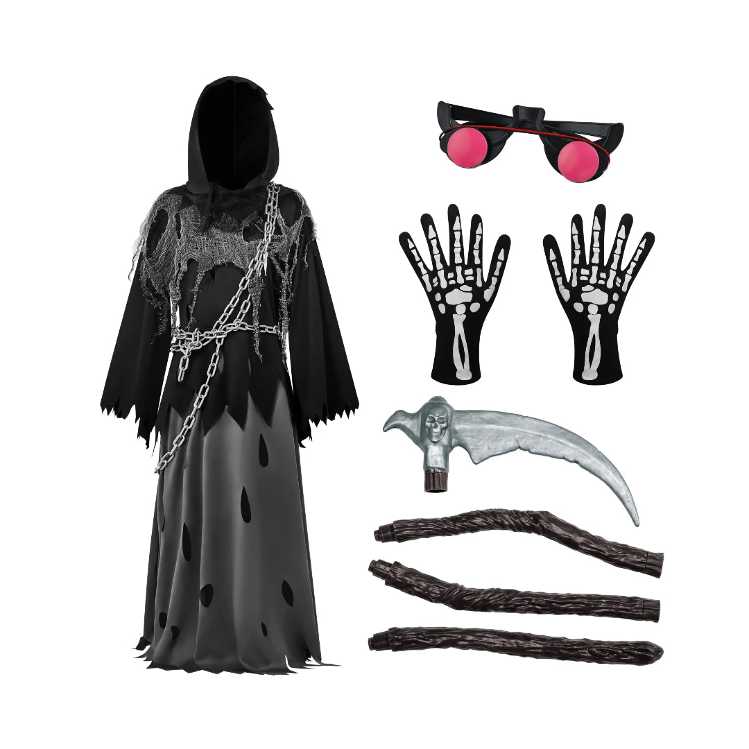 Fatos de Halloween Conjunto de Túnica com Capuz do Ceifador