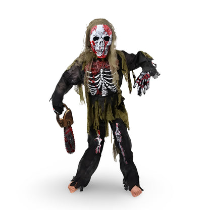 Costume di Halloween Scheletro Zombie Maschera Completo