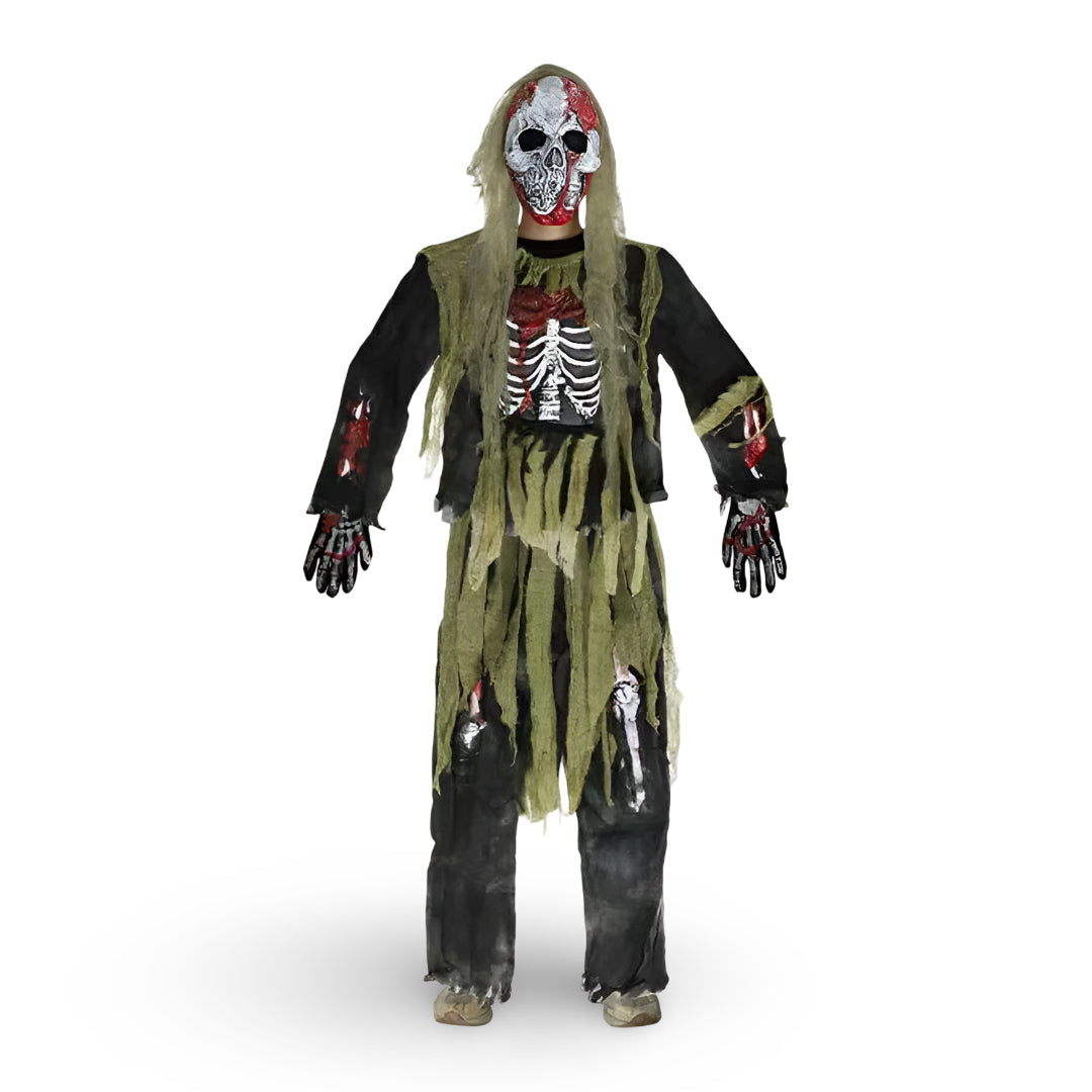 Costume di Halloween Scheletro Zombie Maschera Completo