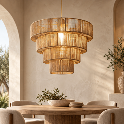 Håndlavet loftlampe med justerbar højde og moderne design