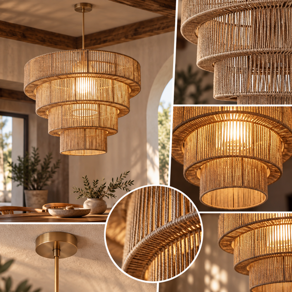 Håndlavet loftlampe med justerbar højde og moderne design