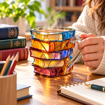 Handcrafted Colorful Book Mug Unique Design Gift Mug