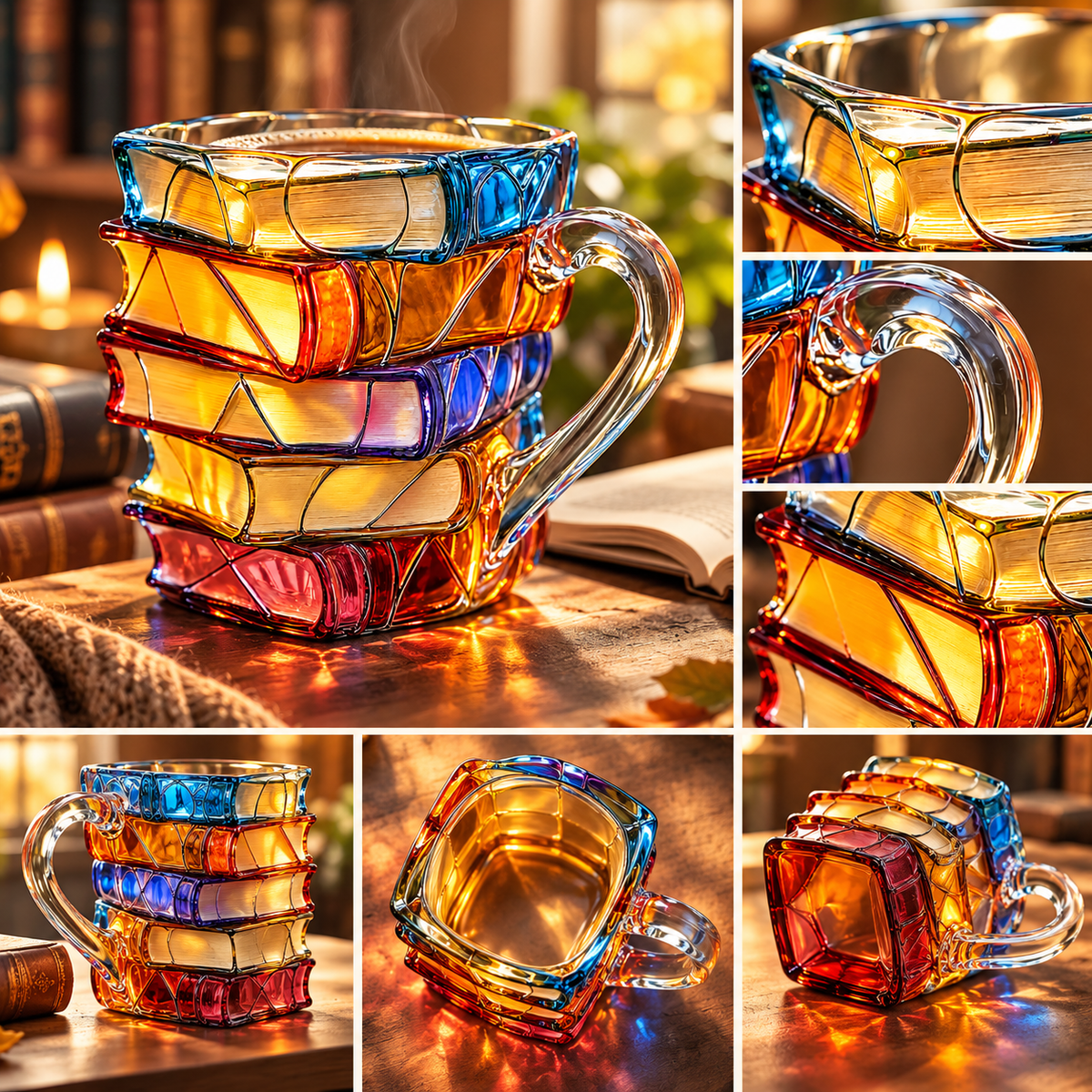 Handcrafted Colorful Book Mug Unique Design Gift Mug