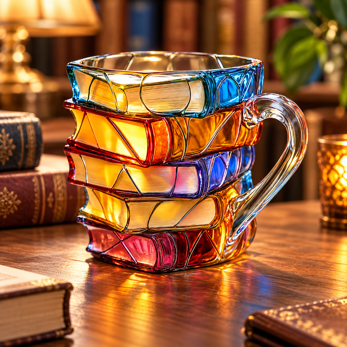 Handcrafted Colorful Book Mug Unique Design Gift Mug