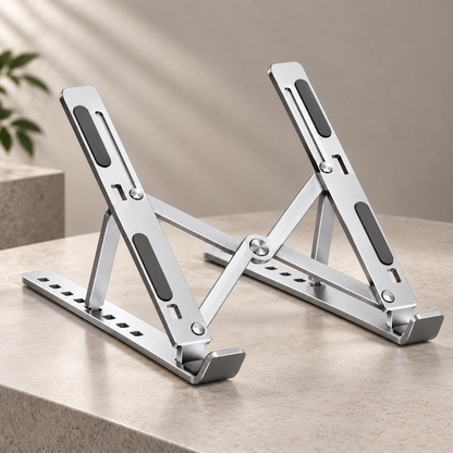 Suporte para portátil ajustável em altura, design ergonómico e portátil