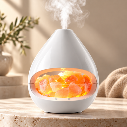 Dekorativt design med diffuser og Himalayasaltlampe
