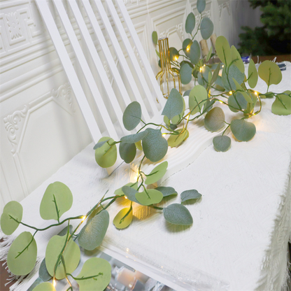 Ghirlanda LED per Decorazione Casa con Eucalipto e Rattan per Camino