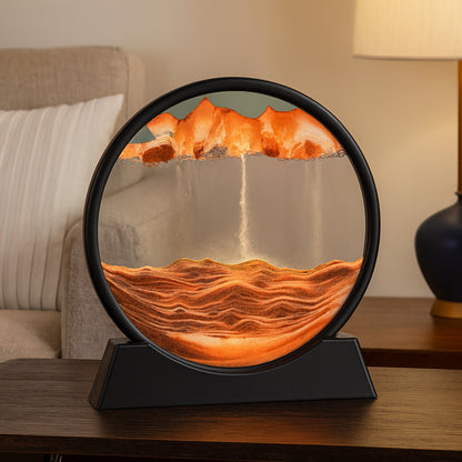 Scultura da tavolo con vetro mobile e sabbia decorativa per la casa