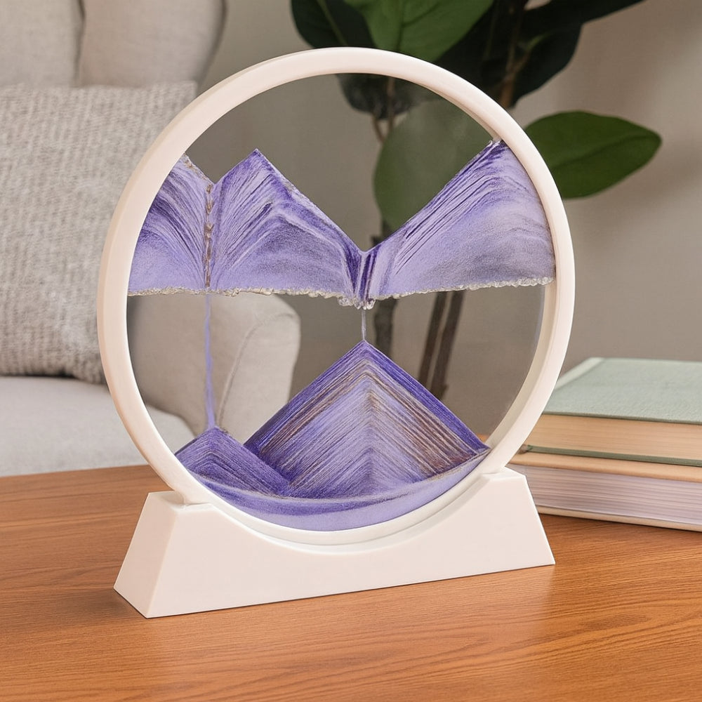 Scultura da tavolo con vetro mobile e sabbia decorativa per la casa