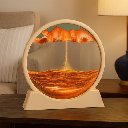 Scultura da tavolo con vetro mobile e sabbia decorativa per la casa