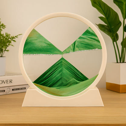 Scultura da tavolo con vetro mobile e sabbia decorativa per la casa