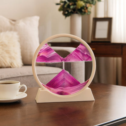 Scultura da tavolo con vetro mobile e sabbia decorativa per la casa