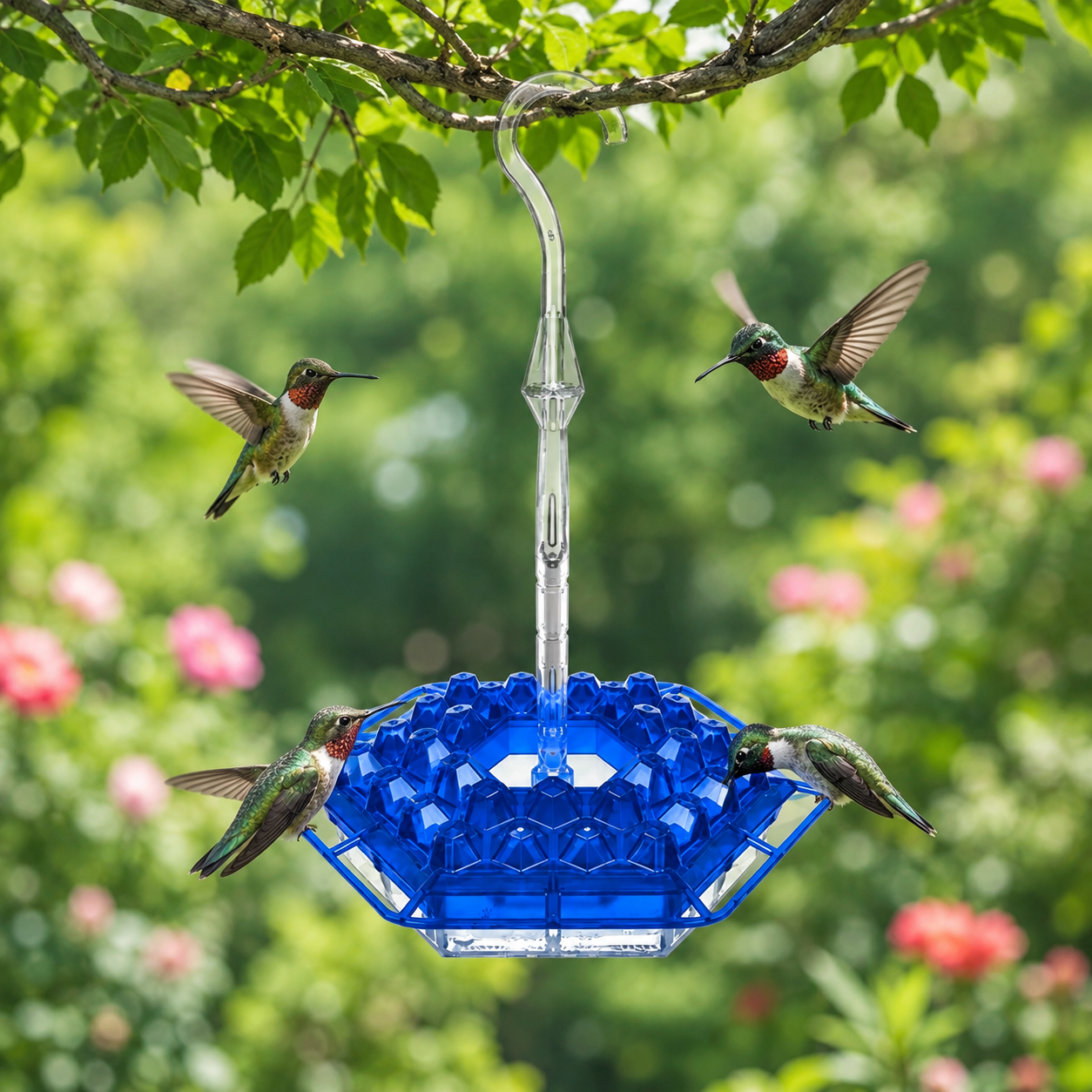 Kolibri-Futterspender mit Bienenschutz, Gartendekoration für den Außenbereich