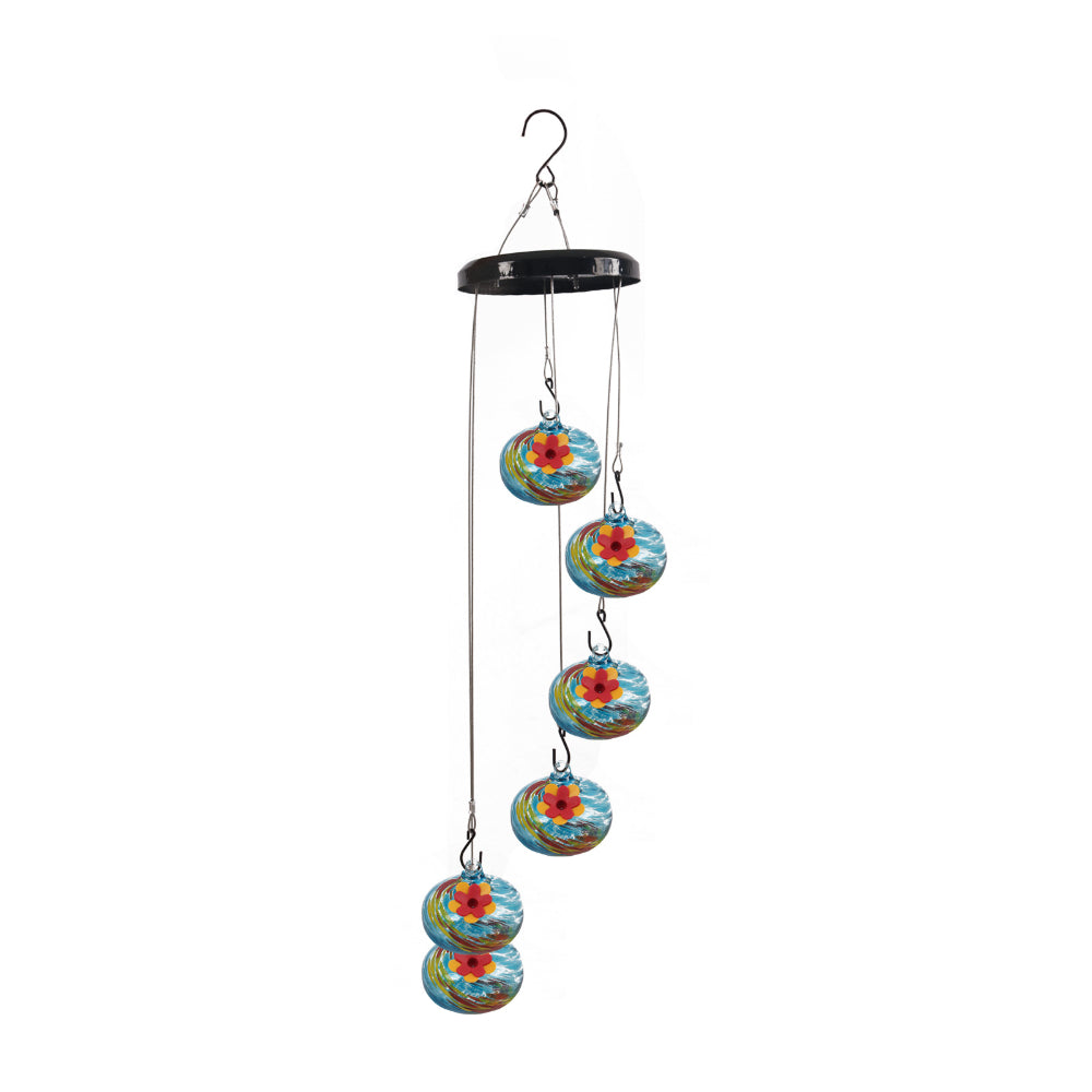 Campana de viento para jardín con comedero para colibríes