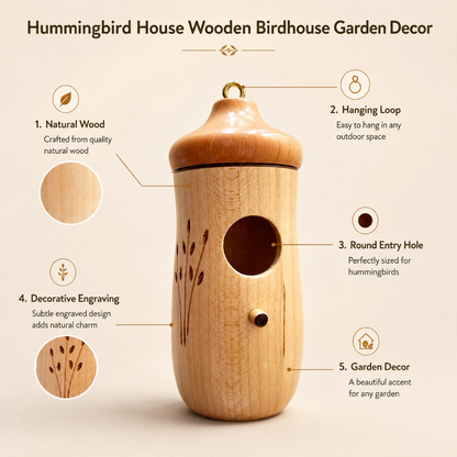 Casă pentru păsări Hummingbird din lemn, decor pentru grădină