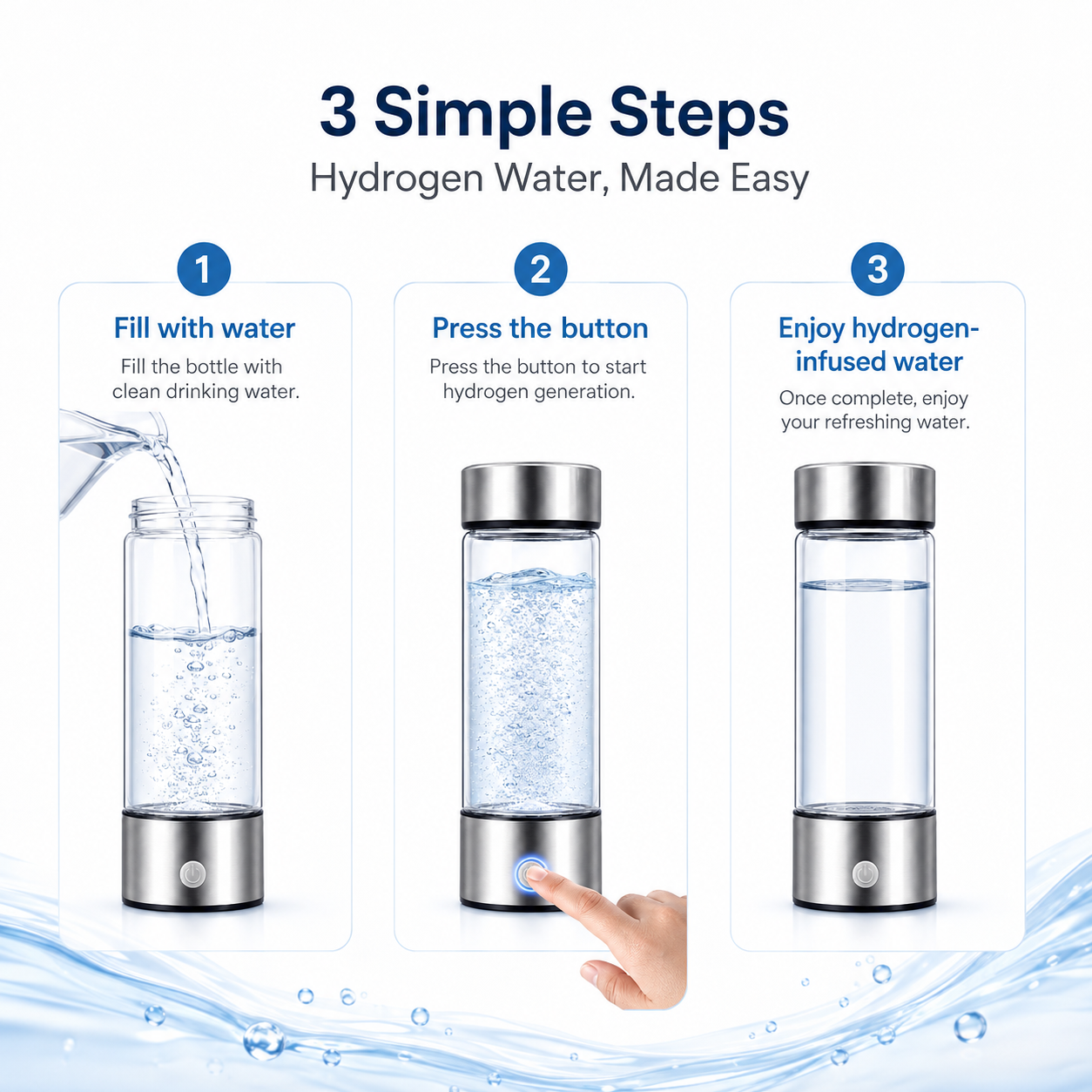 Hydrogen Water Bottle Portable Infused Hydration Maker